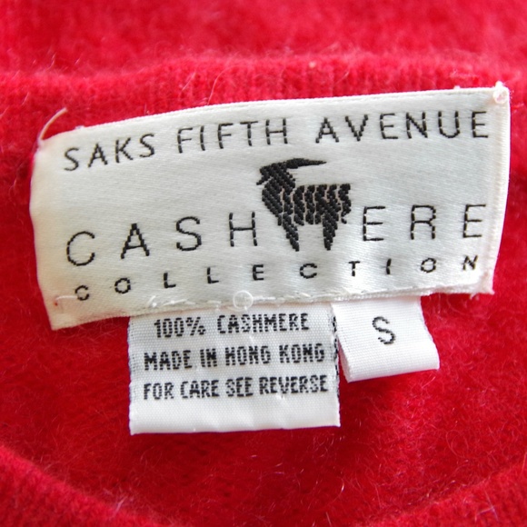 Saks Fifth Avenue Cashmere Collection Bright Orange-Red Cardigan Size S - Picture 9 of 10